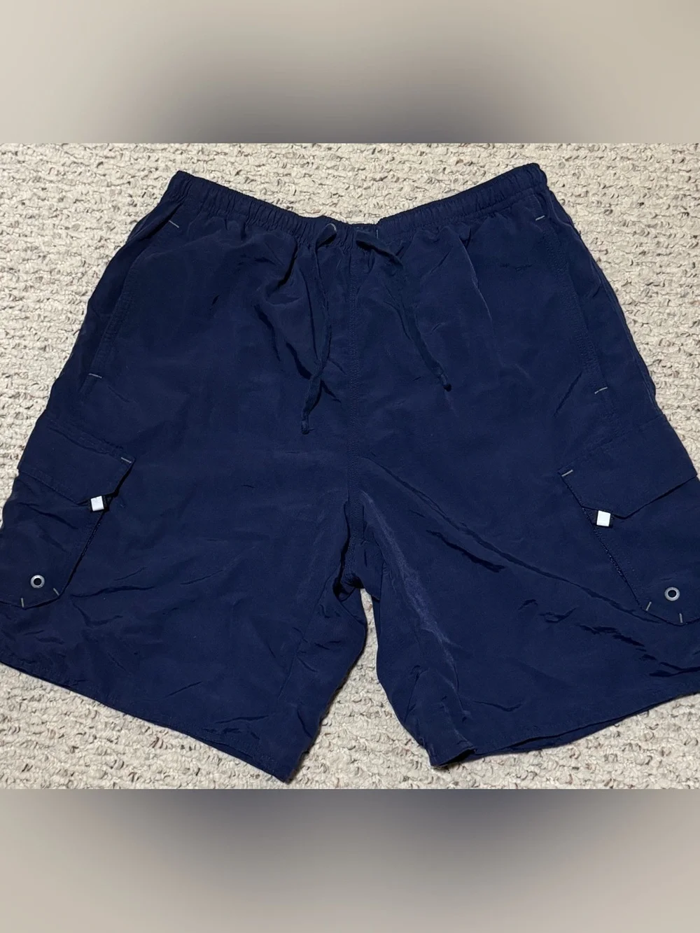 Columbia Mens Medium Navy Blue Cargo Nylon Swim Trunks Board Shorts AM4627